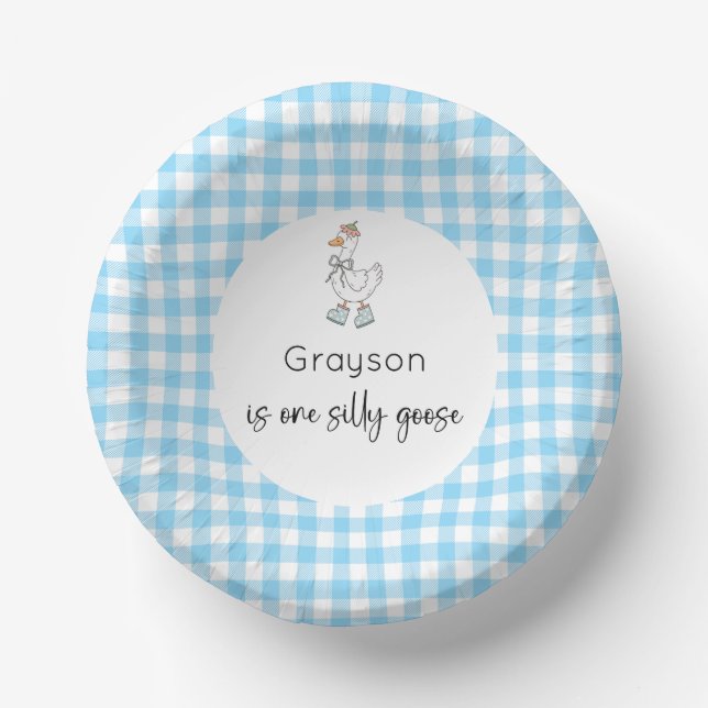 Silly Goose Blue Birthday Paper Bowls (Front)