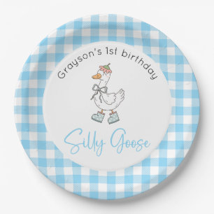 Silly Goose Blue Birthday Paper Plates