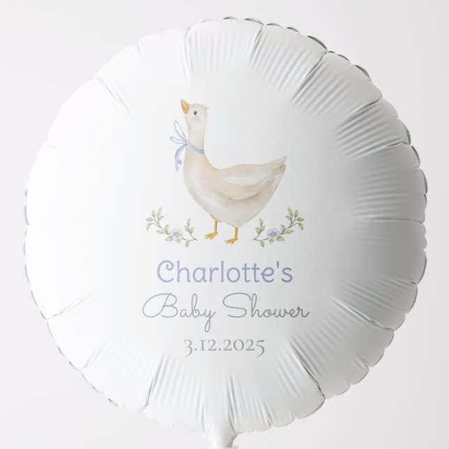 Silly Goose Blue bow baby boy shower Balloon (Front)