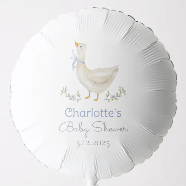 Silly Goose Blue bow baby boy shower Balloon | Zazzle