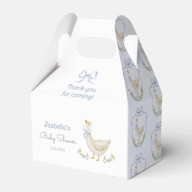 Silly Goose Blue Bow baby boy shower Favor Boxes (Front Side)