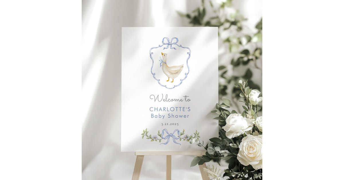 Silly Goose Blue Bow Baby boy Shower Welcome Foam Board | Zazzle