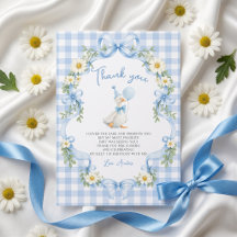 Silly Goose Blue Bow Birthday Thank You Card