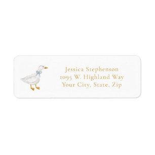 Silly Goose Blue Bow Cottage Baby Shower  Label