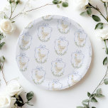 Silly Goose Blue Bow crest Vintage baby shower Paper Plates<br><div class="desc">Silly Goose Blue Bow crest Vintage baby shower Paper Plates
Matching items are available.</div>
