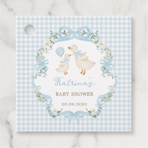 Silly Goose Blue Bow Floral Boy Baby Shower Favor Tags