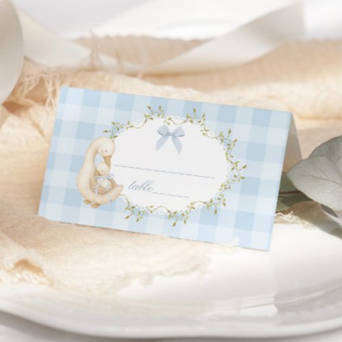 Silly Goose Blue Bow Gingham Whimsical