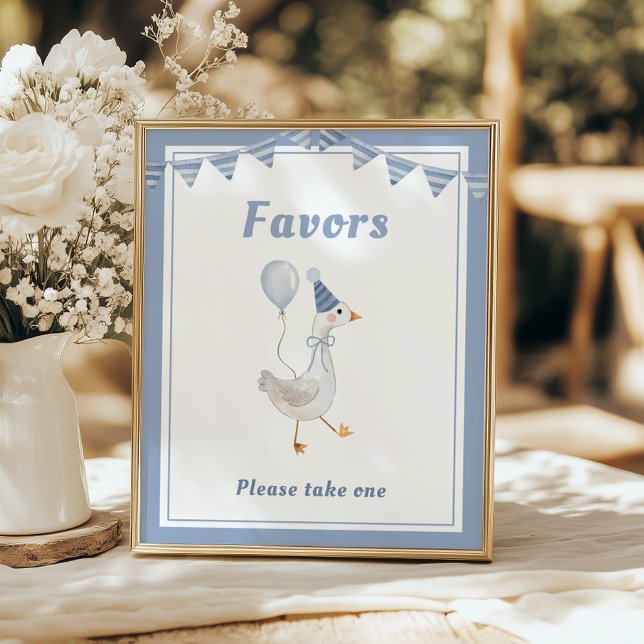 Silly Goose Blue Boy Birthday Favors Poster (Creator Uploaded)