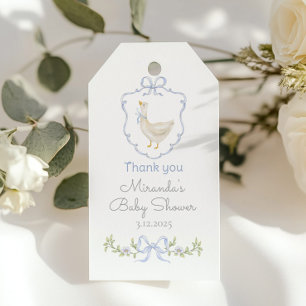 Silly Goose Blue creat Baby shower Thank you Gift Tags