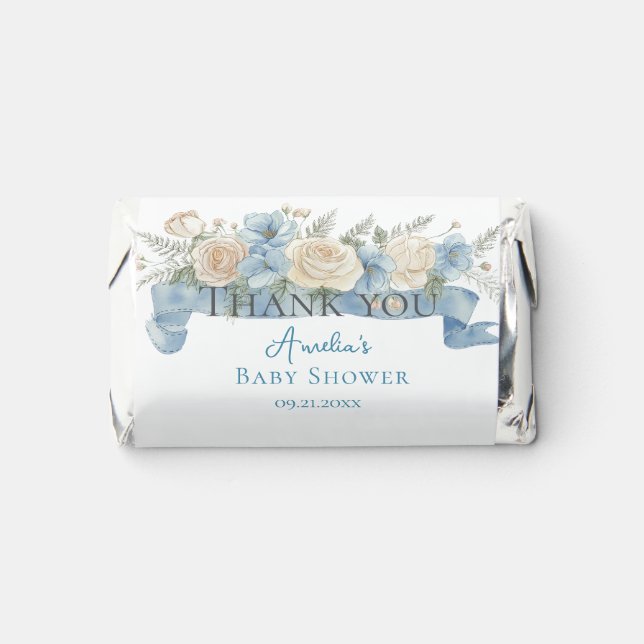 Silly Goose Blue Floral Candy Bar Wrapper Hershey's Miniatures (Front)