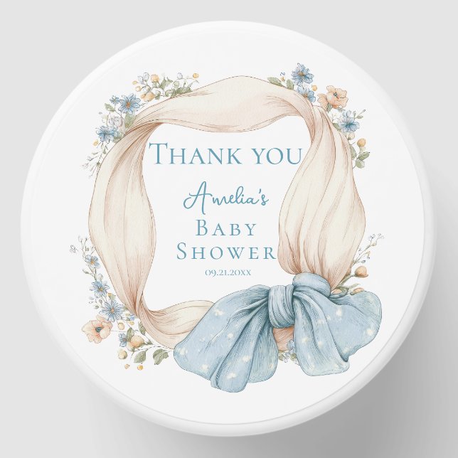 Silly Goose Blue Floral Candy Bar Wrapper Mini Candle Favors (Front)