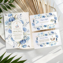 Silly Goose Blue Floral Gingham Baby Shower