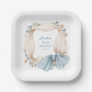 Silly Goose Blue Floral Paper Plate