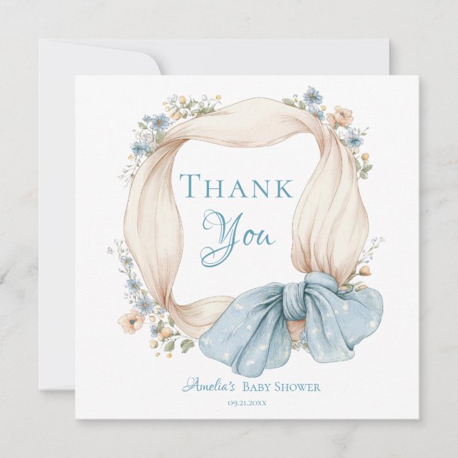 Silly Goose Blue Garden Thank You Card (Front)