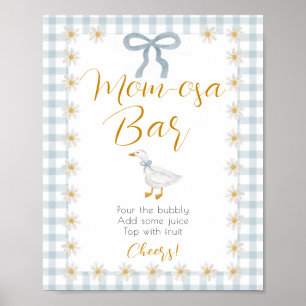 Silly Goose Blue Gingham Baby Shower Mimosa Sign