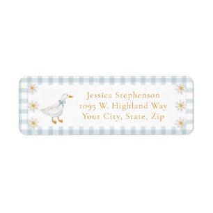 Silly Goose Blue Gingham Cottage Baby Shower  Label