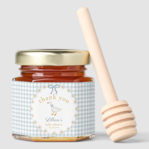 Silly Goose Blue Gingham Cottagecore Baby Shower  Honey Jar Favors