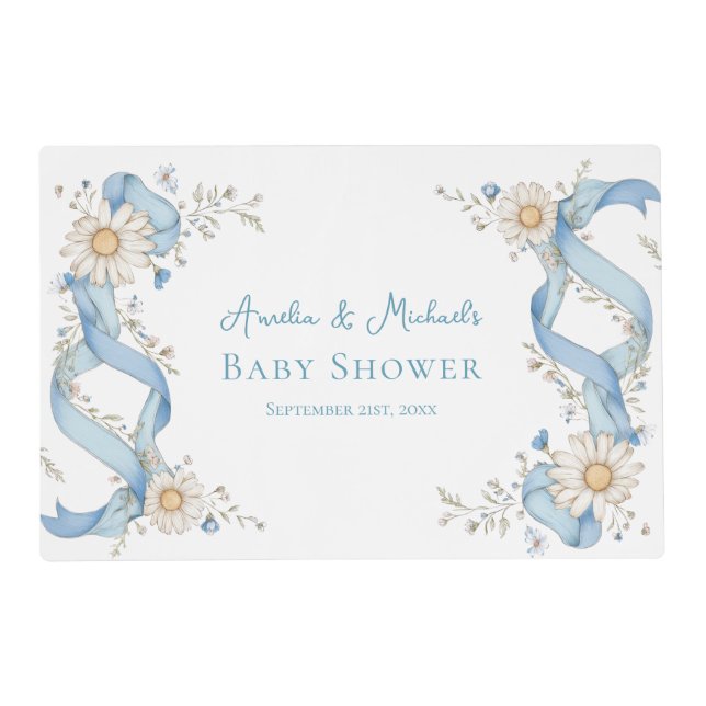 Silly Goose Blue Ribbon & Daisy Laminated Placemat (Front)