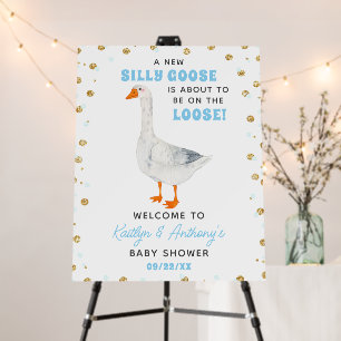Silly Goose Blue Watercolor Baby Shower Welcome Foam Board