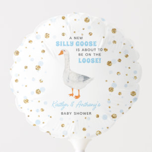 Silly Goose Blue Watercolor Boys Baby Shower Balloon