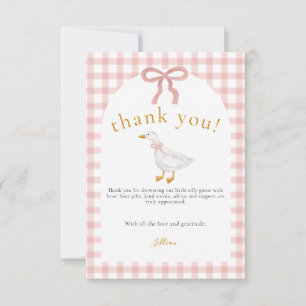 Silly Goose Blush Pink Gingham Baby Shower  Thank You Card