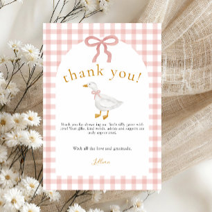 Silly Goose Blush Pink Gingham Baby Shower Thank You Card