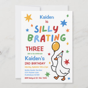 Silly Goose Boy Colorful 3rd Birthday Party Invitation