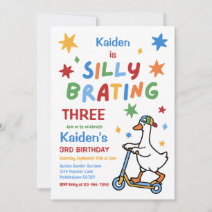 Silly Goose Boy Colorful 3rd Birthday Party Invitation