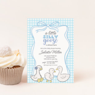 Silly Goose Boys Gingham Baby Shower Invitation