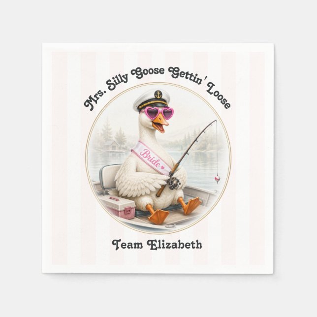 Silly Goose Bride Funny Lake Bachelorette Napkins (Front)