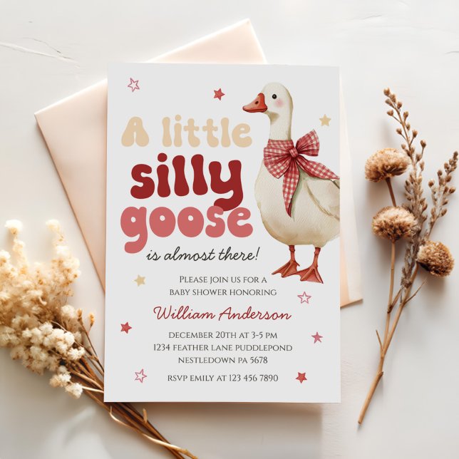 Silly Goose Christmas Bow Baby Shower Invitation (Creator Uploaded)