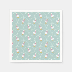 Silly Goose Cute Duck Pattern Blue Kids Party Napkins