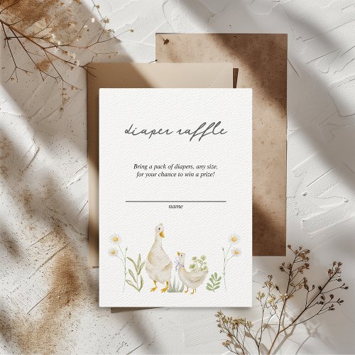 Silly Goose Cute Watercolor Diaper Raffle Enclosure Card