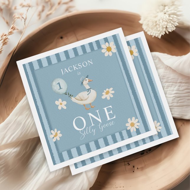 Silly Goose Daisy Boy 1st Birthday Party  Napkins (Creator Uploaded)