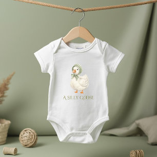 Silly Goose Daisy Sage Green Neutral Baby Shower Bodysuit