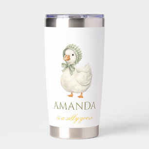 Silly Goose Daisy Sage Green Neutral Baby Shower Insulated Tumbler