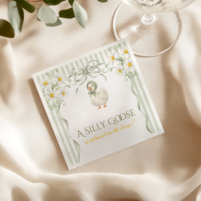 Silly Goose Daisy Sage Green Neutral Baby Shower Napkins (Creator Uploaded)