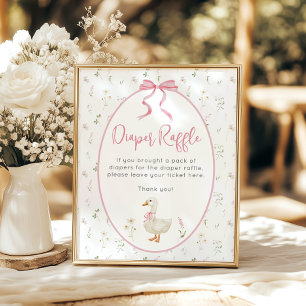 Silly Goose Diaper Raffle Girl Baby Shower Poster