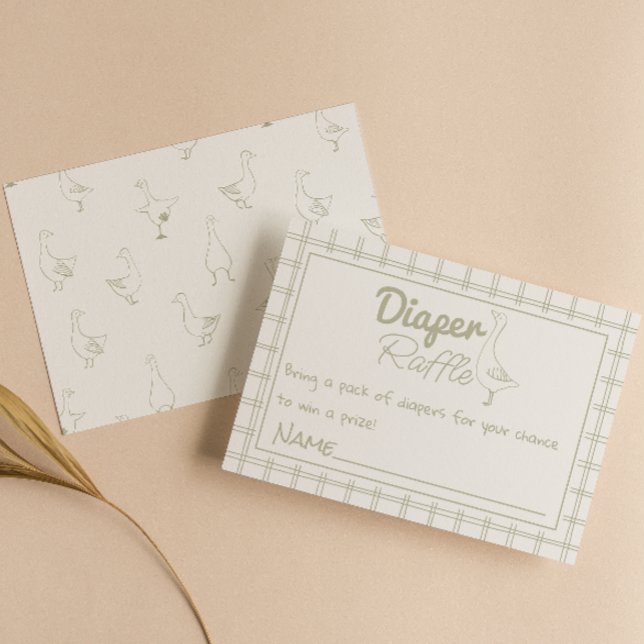Silly Goose Drawn Gender Neutral Diaper Raffle Enclosure Card (Creator Uploaded)