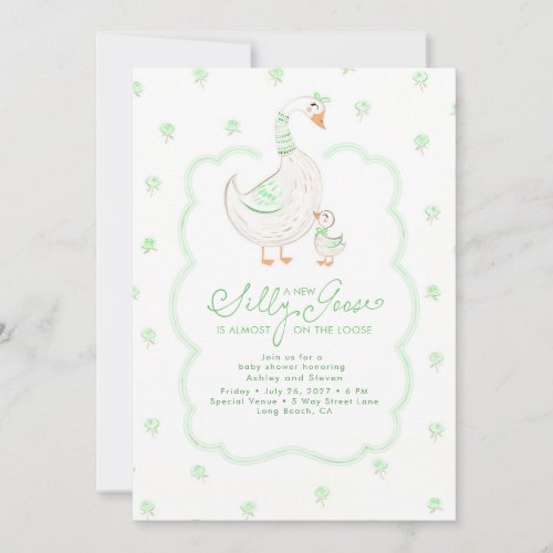 Silly Goose Elegant Gender Neutral Baby Shower Invitation