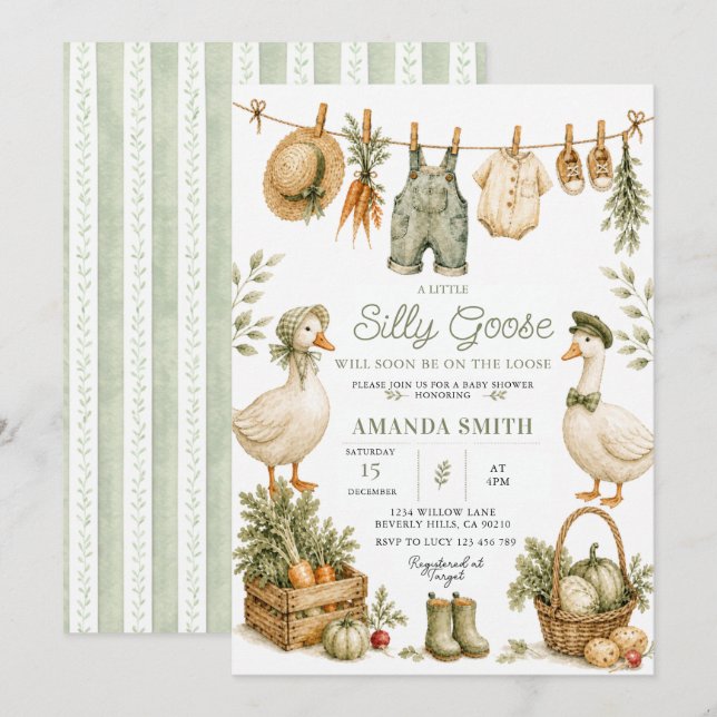 Silly Goose Farm Baby Shower Invitation (Front/Back)