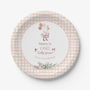 Silly Goose First Birthday Brown Paper Plates