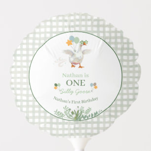 Silly Goose First Birthday Green Balloon