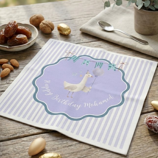 Silly Goose First Birthday Lavender Boy Party Napkins (Creator Uploaded)