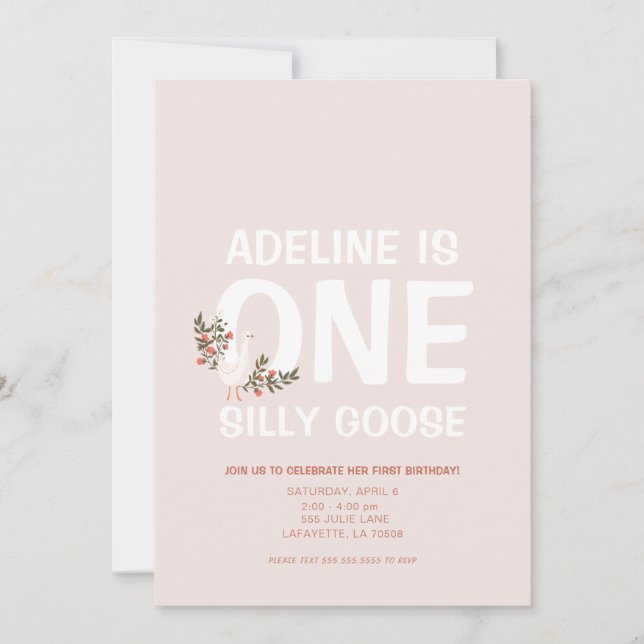 Silly Goose First Birthday Party Invitations (Front)