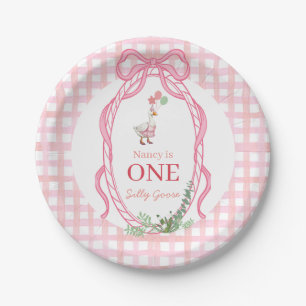 Silly Goose First Birthday Pink Paper Plates