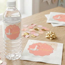 Silly Goose First Birthday Water Bottle Label Napkins