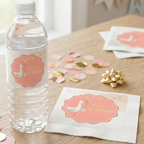 Silly Goose First Birthday Water Bottle Label Napkins
