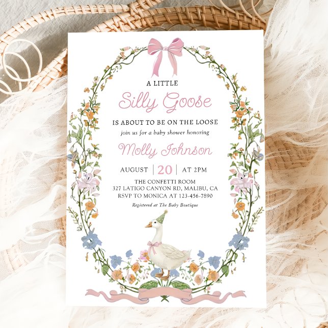 Silly Goose Floral Baby Shower Invitation (Creator Uploaded)