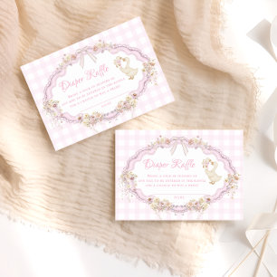 Silly Goose Floral Bow Girl Diaper Raffle  Enclosure Card